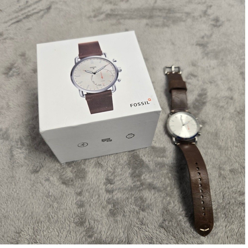 Fossil Q Commuter Hybrid Smartwatch FTW1150 Brown Leather Stainless Steel Mens